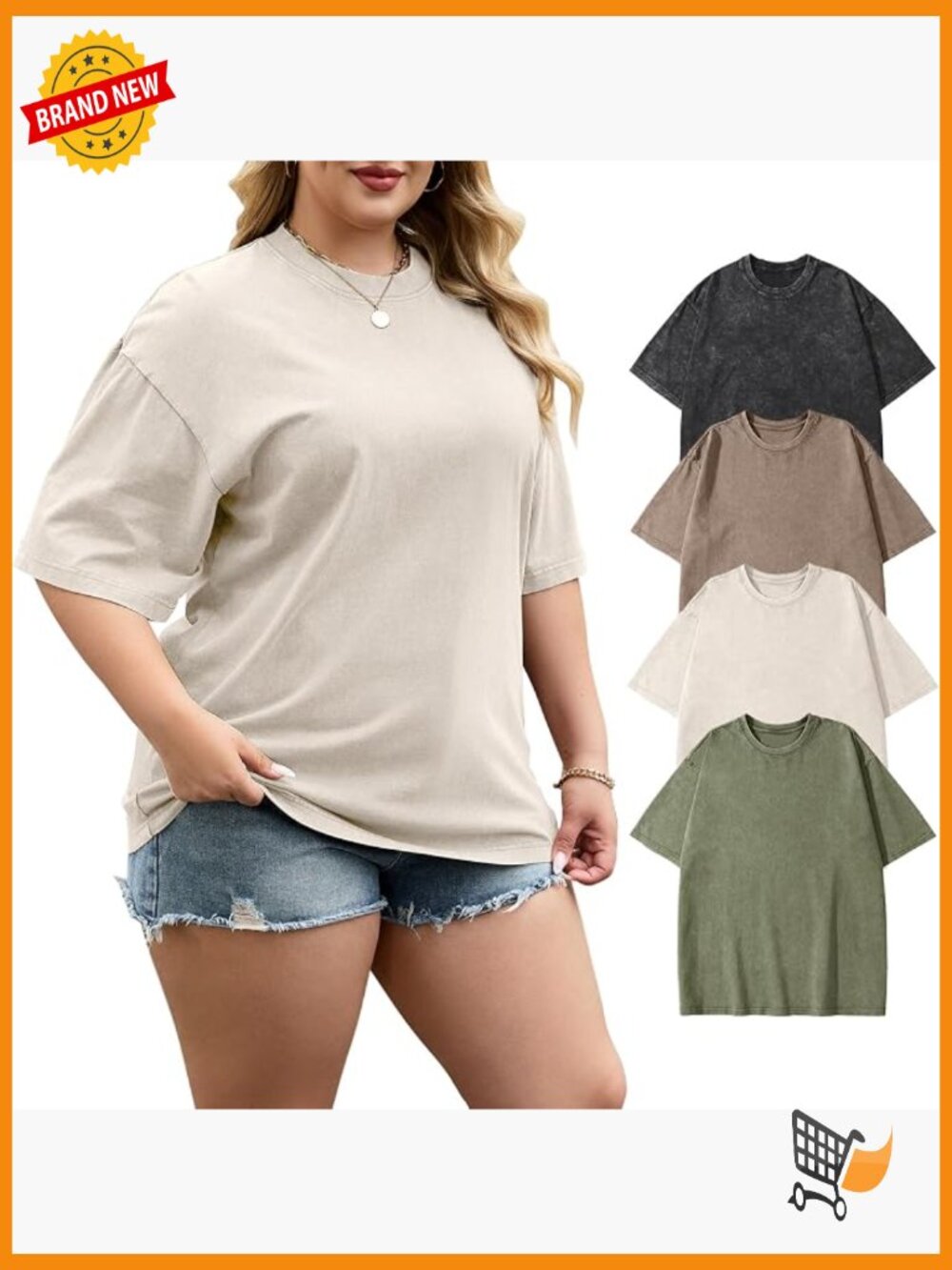 4 Pack Plus Size Oversized Vintage T-Shirts Unisex Crew Neck Short Sleeve